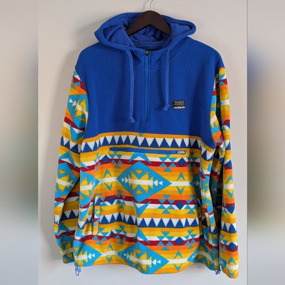 massive outdoor supply Other - Vintage Massive Outdoor Supply Fleece Half Zip Hoodie, Blue & Orange, Size L